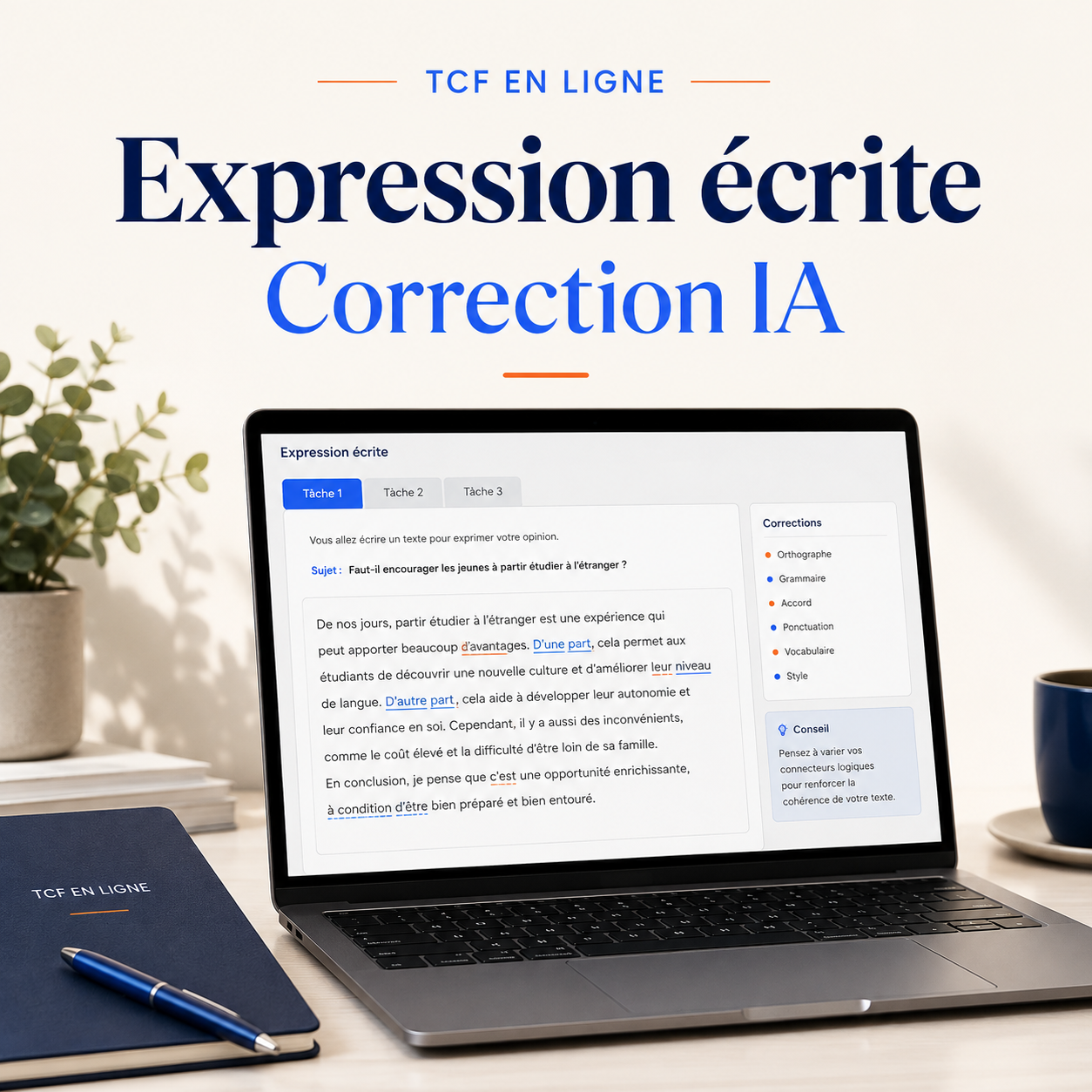 Expression écrite TCF Canada — entraînement et correction IA